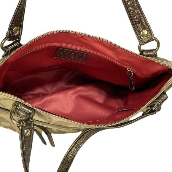 Coach Beige Signature Tote Bag - Picture 6 of 7